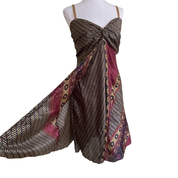 Style Unlimited Boho Dress Gold Blue One Size - Picture 2 of 10